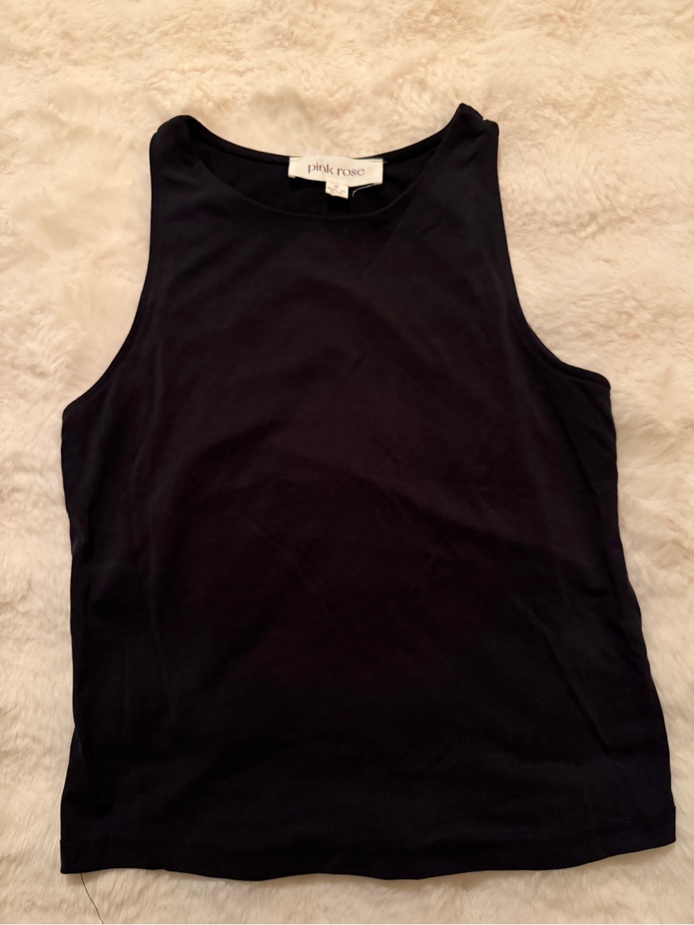 Pink Rose Black Women's Ribbed Tank Top